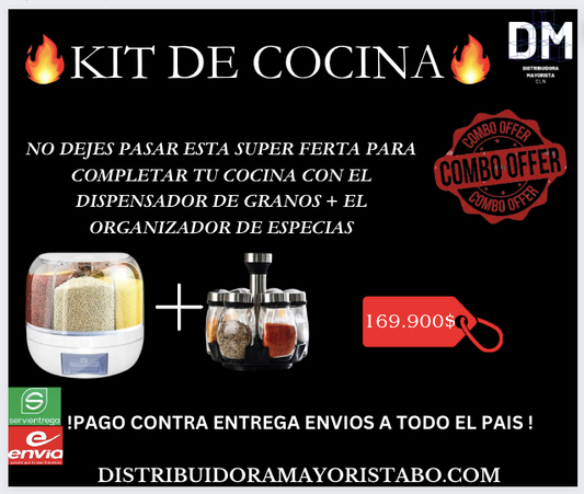 🔥Kit de cocina (dispensador de granos y organizador de especias) 🔥